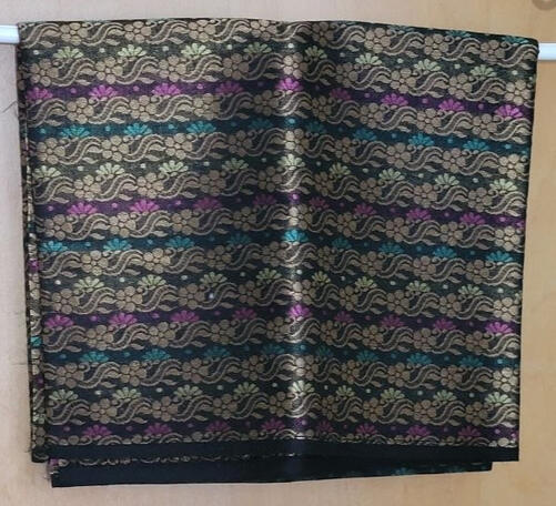 Black w/ Gold-Yellow-Pink-Green Floral Wave