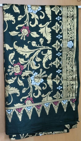 Dark Green w/ Gold-White-Pink Floral